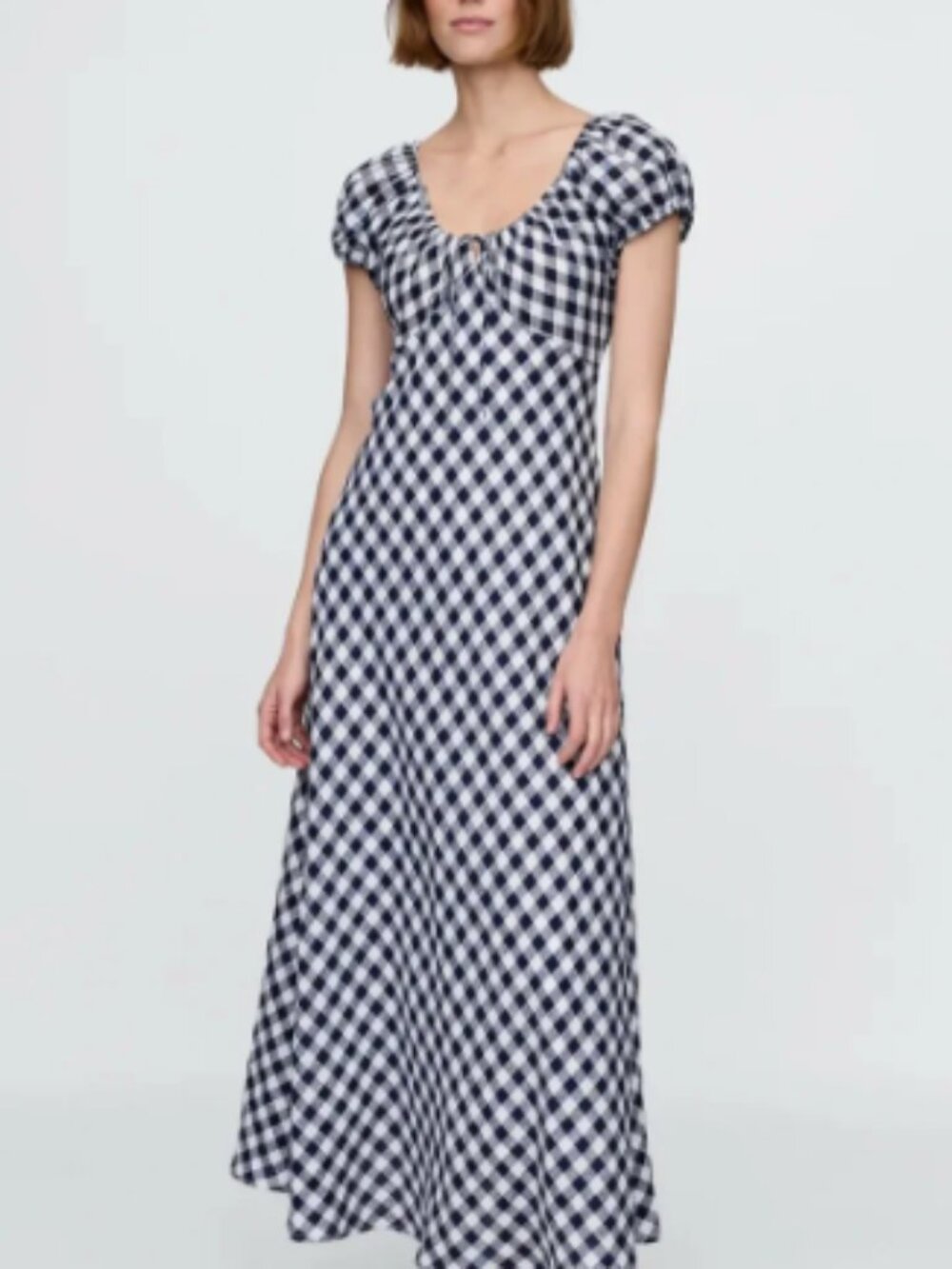 GAP x DOEN Navy and White Gingham Midi/Maxi Dress
